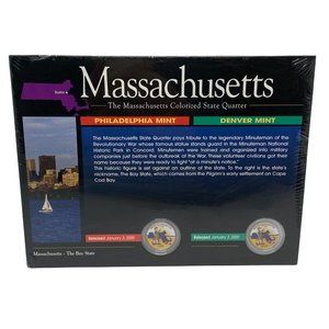 MASSACHUSETTS (MA) Colorized State Quarter NEW Philadelphia & Denver Mint
